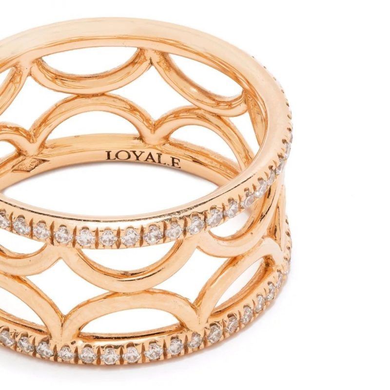 Ring Band Perpétuelle semi-pavée - 18k rose gold lab grown diamond Loyale Paris