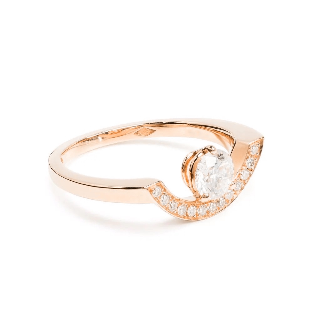 Ring Intrépide grand arc 05ct pavée - 18k rose gold lab grown diamond Loyale Paris 1