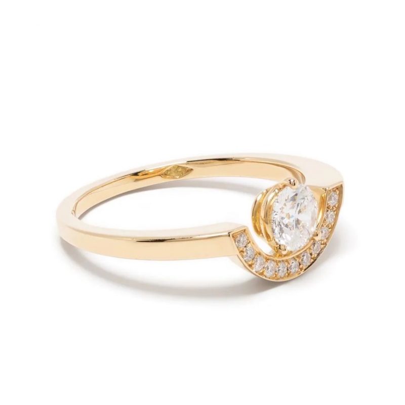 Ring Intrépide petit arc 05ct pavée- 18k yellow gold lab grown diamond Loyale Paris 1