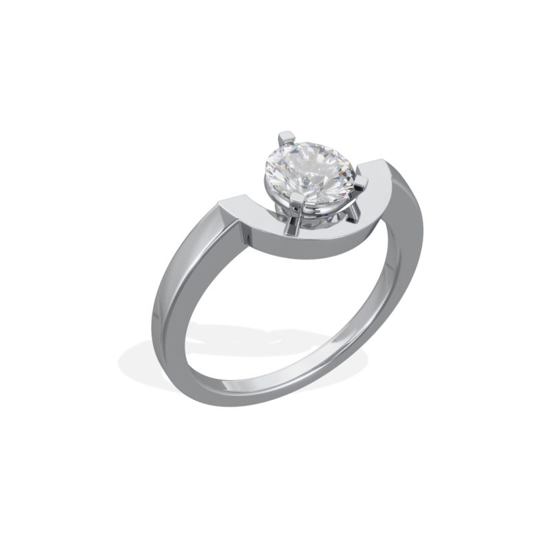 Ring Intrépide petit arc 1ct - 18k white gold lab grown diamond Loyale Paris 4