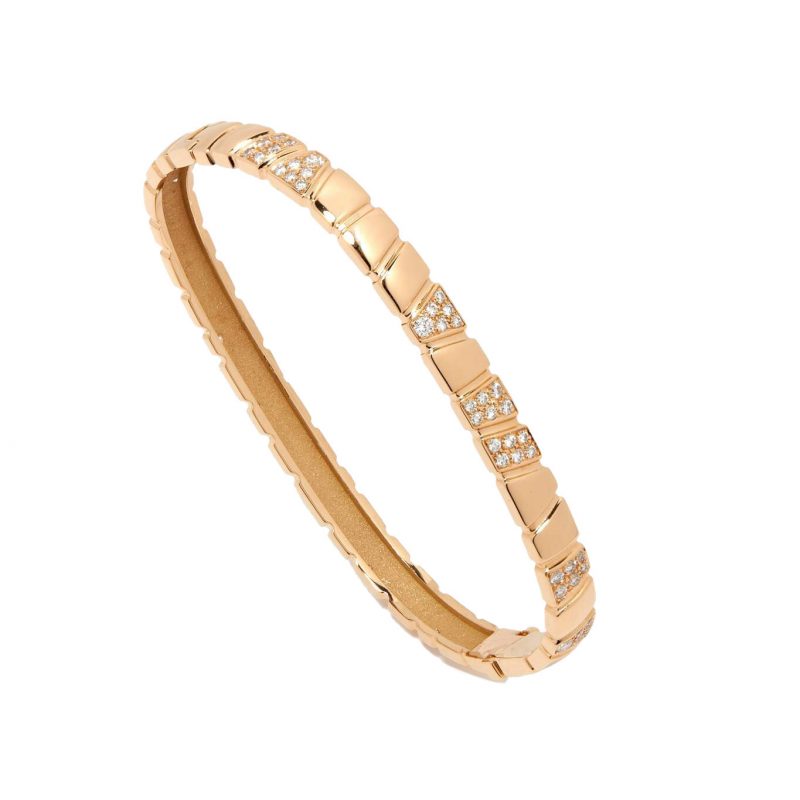 Bangle bracelet Ride Love semi-pave - 18k recycled yellow gold lab grown diamonds loyale paris fine jewelry