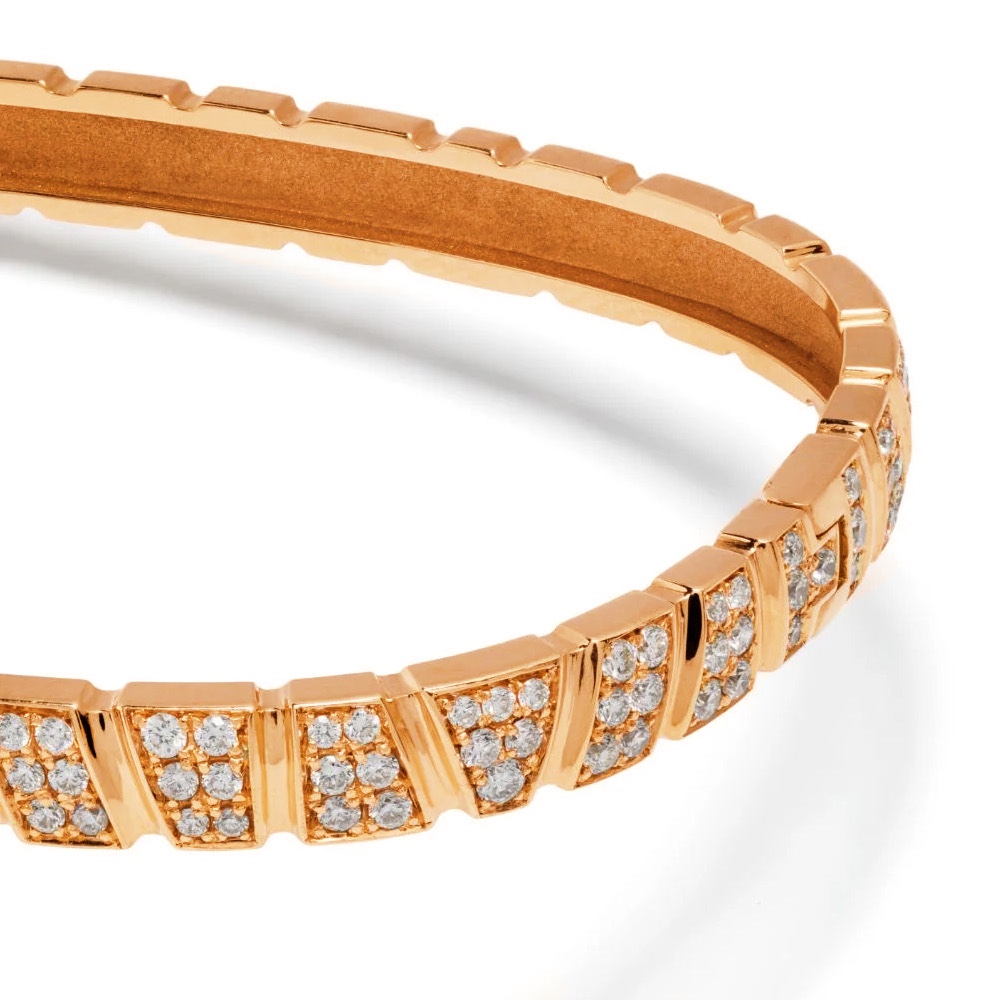 Bangle bracelet Ride & Love pavé - 18k recycled rose gold lab grown diamonds loyale paris fine jewelry 4