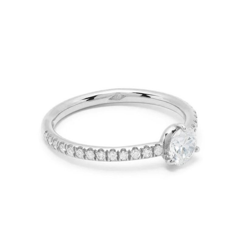 Solitaire Les Absolues 05ct pavé - 18k white gold lab grown diamond Loyale Paris 1