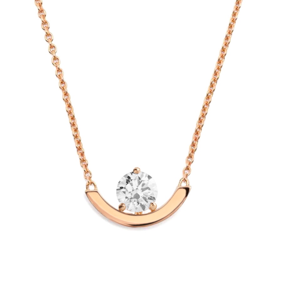 Necklace Intrépide Grand Arc 1ct - 18K rose gold lab grown diamond Loyale Paris 1