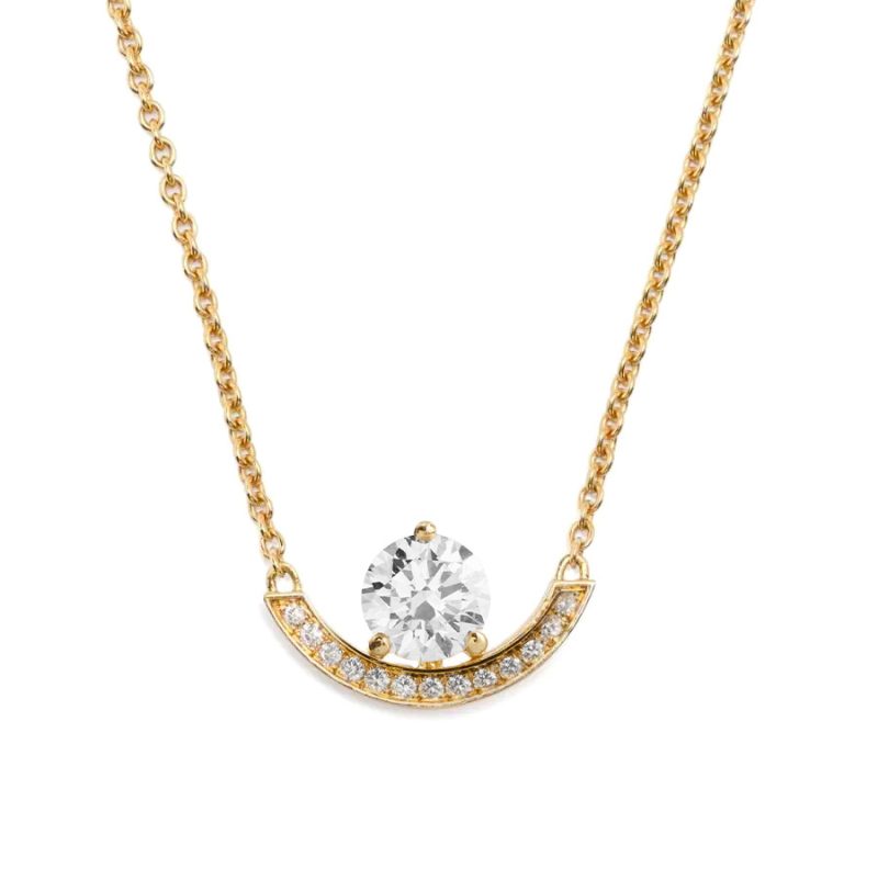 Necklace Intrépide Grand Arc 1ct pavé - 18K yellow gold lab grown diamond Loyale Paris 1