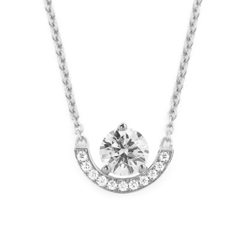 Necklace Intrépide Petit Arc Pavé 1ct - 18K white gold lab grown diamond Loyale Paris 1