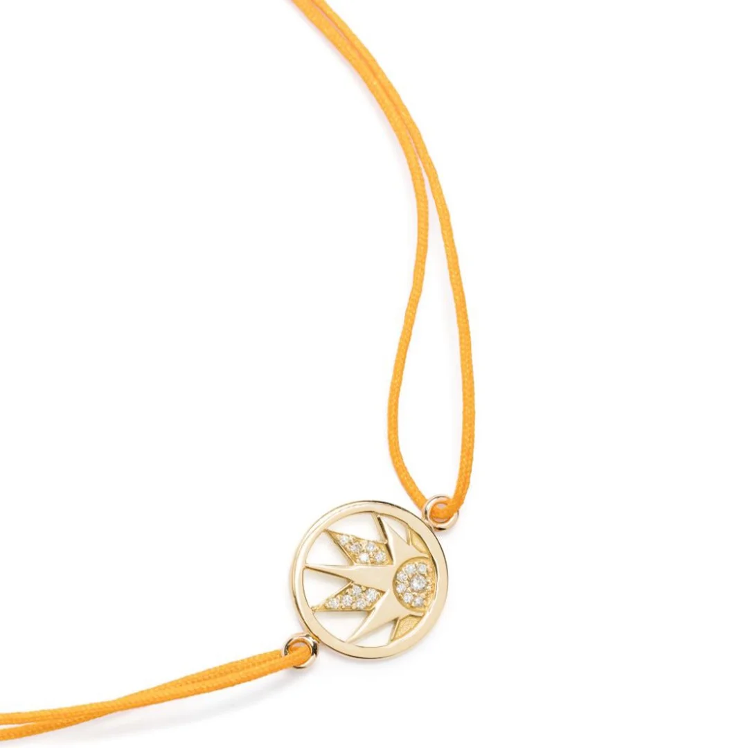 Charm Joie on Cord Bracelet - 18k yellow gold2