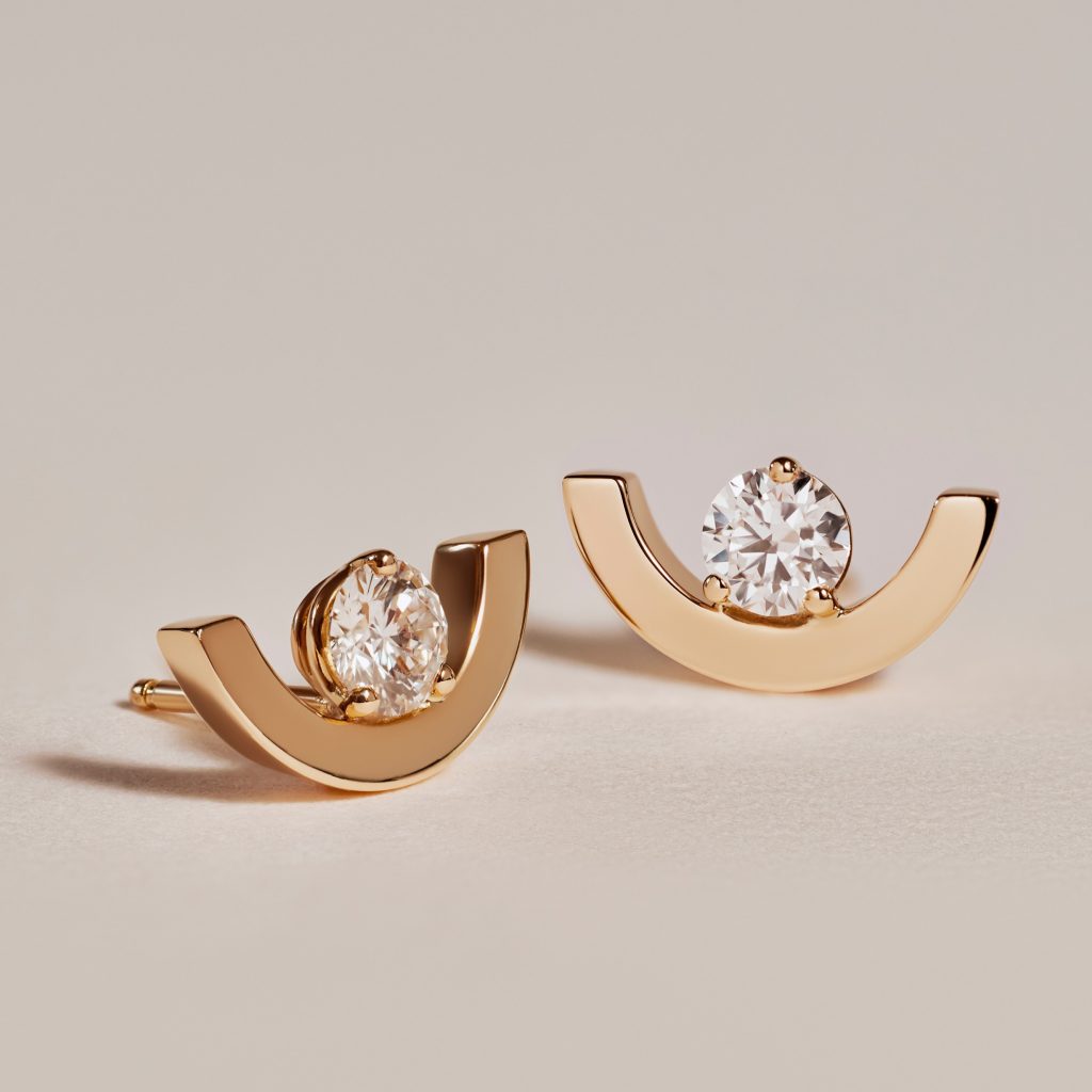 Puces en or 18k fait main, durable, avec diamant de laboratoire, fabriqué en France
